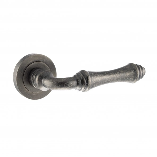 Atlantic Old English Durham Lever on Round Rose - Distressed Silver