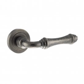 Old English Durham Lever on Round Rose - Distressed Silver