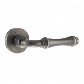 Old English Durham Lever on Round Rose - Matt Gun Metal