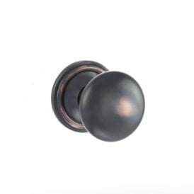 Old English Harrogate Solid Brass Mushroom Mortice Knob on Concealed Fix Rose - Antique Copper