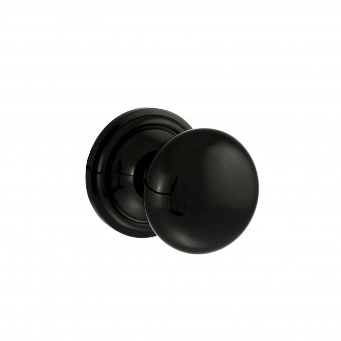 Atlantic Old English Harrogate Solid Brass Mushroom Mortice Knob on Concealed Fix Rose - Black Nickel