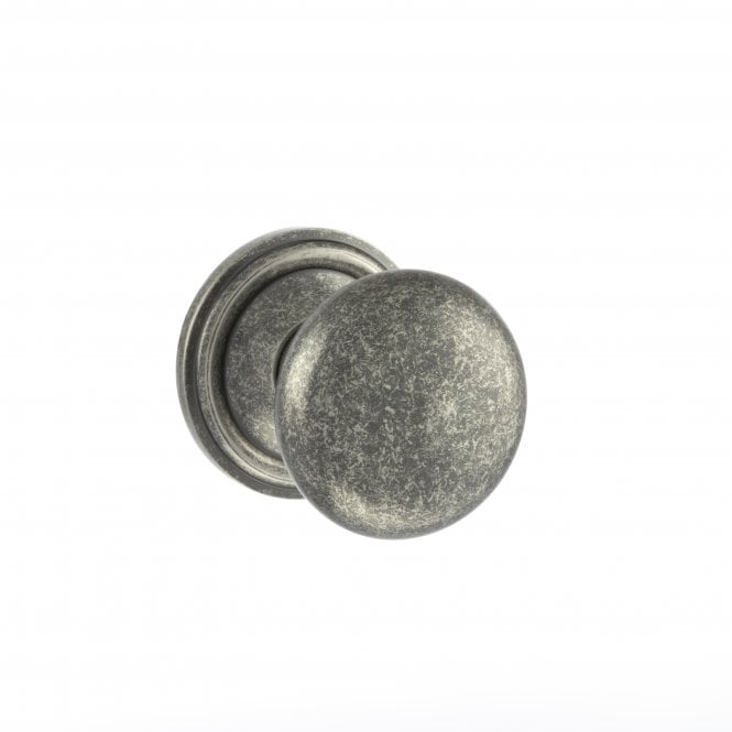 Atlantic Old English Harrogate Solid Brass Mushroom Mortice Knob on Concealed Fix Rose - Distressed Silver