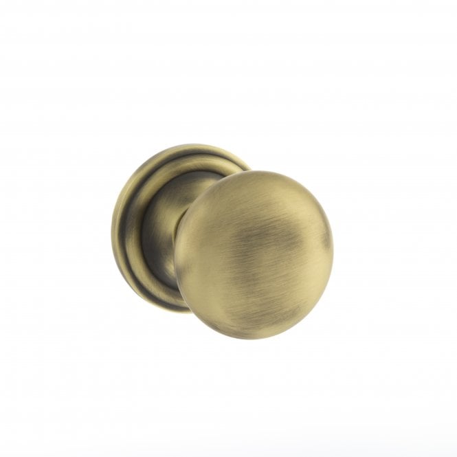 Atlantic Old English Harrogate Solid Brass Mushroom Mortice Knob on Concealed Fix Rose - Matt Antique Brass