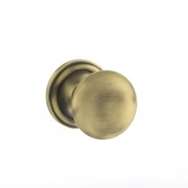 Old English Harrogate Solid Brass Mushroom Mortice Knob on Concealed Fix Rose - Matt Antique Brass