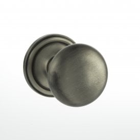 Old English Harrogate Solid Brass Mushroom Mortice Knob on Concealed Fix Rose - Matt Gun Metal