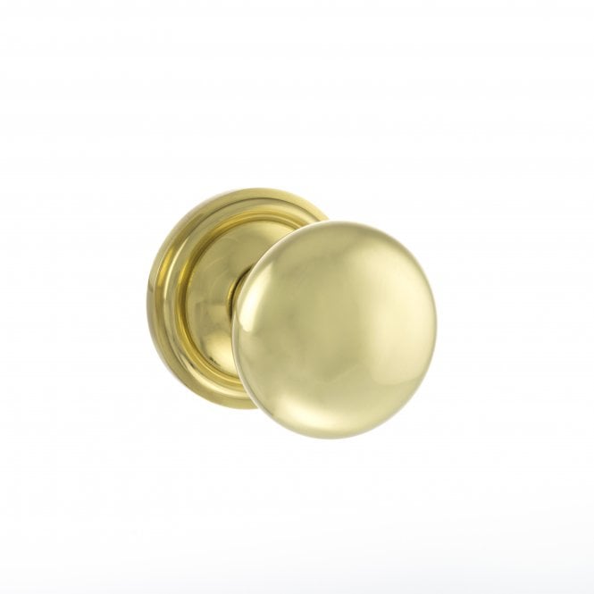 Atlantic Old English Harrogate Solid Brass Mushroom Mortice Knob on Concealed Fix Rose - Polished Brass