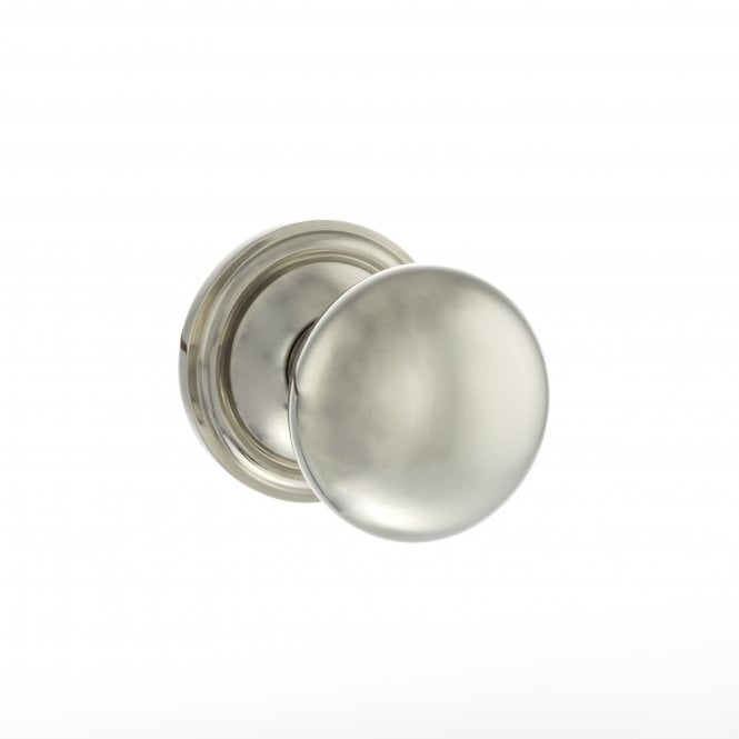 Atlantic Old English Harrogate Solid Brass Mushroom Mortice Knob on Concealed Fix Rose - Polished Nickel