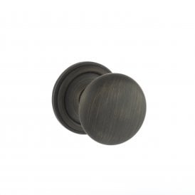 Old English Harrogate Solid Brass Mushroom Mortice Knob on Concealed Fix Rose - Urban Bronze