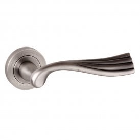 Old English Richmond Lever on Round Rose - Matt Gun Metal