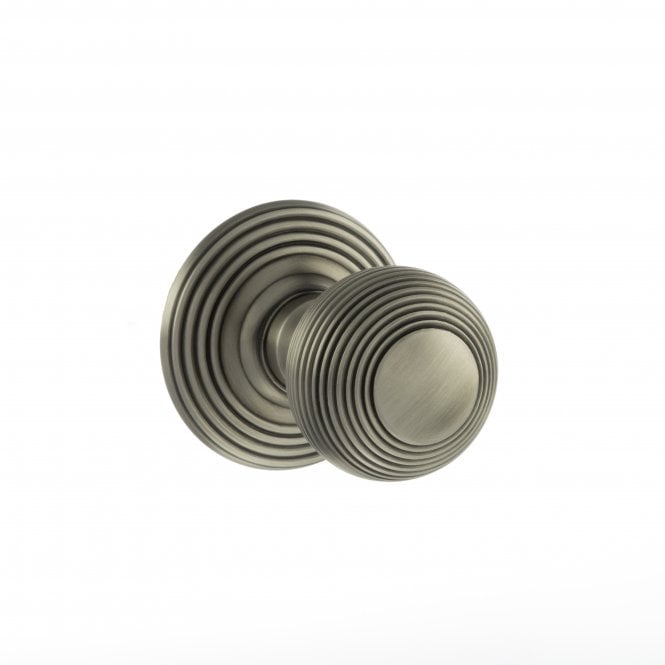 Atlantic Old English Ripon Solid Brass Reeded Mortice Knob on Concealed Fix Rose - Matt Gun Metal