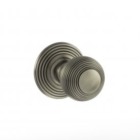 Old English Ripon Solid Brass Reeded Mortice Knob on Concealed Fix Rose - Matt Gun Metal
