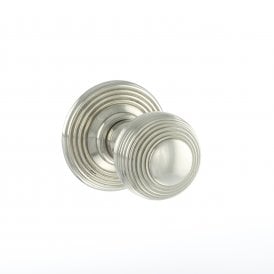 Old English Ripon Solid Brass Reeded Mortice Knob on Concealed Fix Rose - Polished Nickel