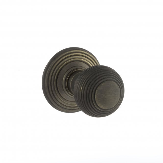 Atlantic Old English Ripon Solid Brass Reeded Mortice Knob on Concealed Fix Rose - Urban Bronze