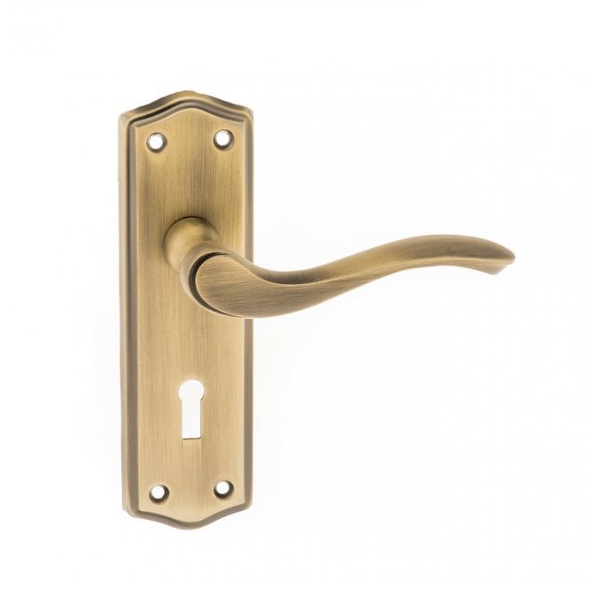 Atlantic Old English Warwick Key Lever on Backplate - Matt Antique Brass