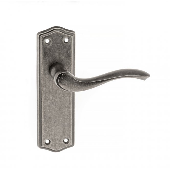 Atlantic Old English Warwick Latch Lever on Backplate - Distressed Silver