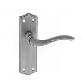 Old English Warwick Latch Lever on Backplate - Matt Gun Metal