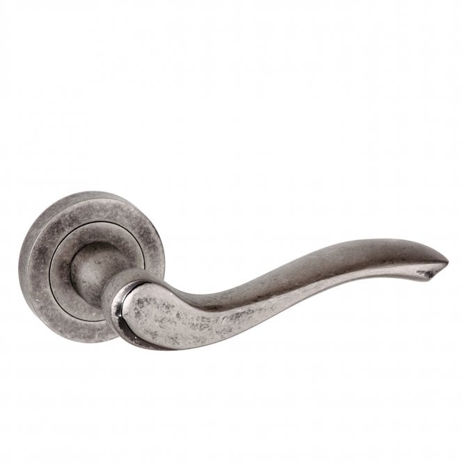 Atlantic Old English Warwick Lever on Round Rose - Distressed Silver