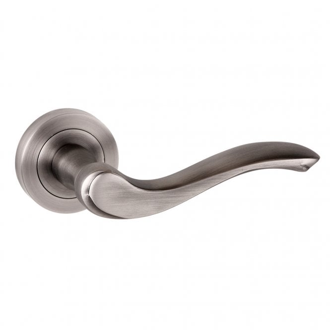 Atlantic Old English Warwick Lever on Round Rose - Matt Gun Metal