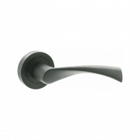 Status Colorado Lever Door Handle on Round Rose - Matt Black