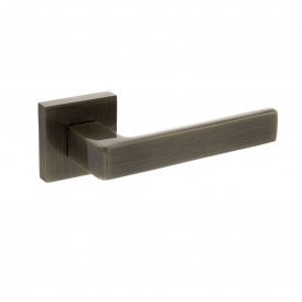 Status Montana Designer Lever on S4 Square Rose - Antique Brass