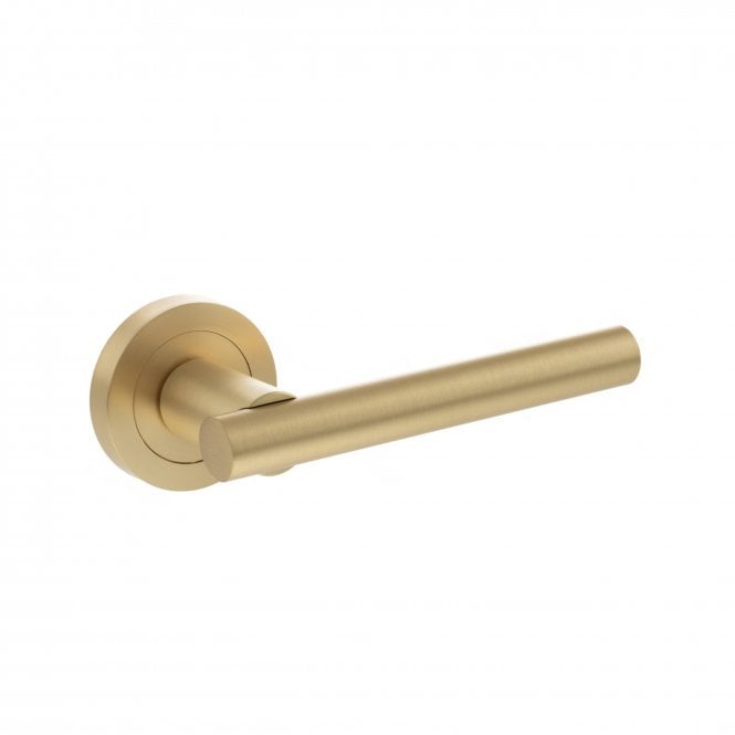 Atlantic Status Nebraska Lever on Round Rose - Satin Brass