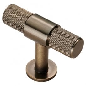 Knurled T-Bar Knob - Antique Brass