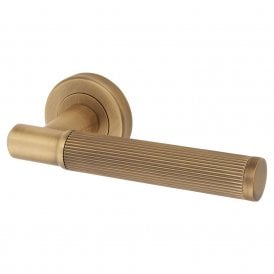 Serozzetta Image Lines Lever on Round Rose - Antique Brass