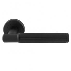 Serozzetta Image Lines Lever on Round Rose - Matt Black