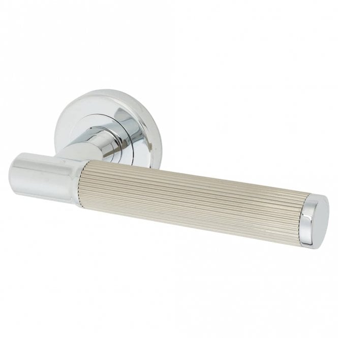 Carlisle Brass Serozzetta Image Lines Lever on Round Rose - Polished Chrome/Satin Nickel