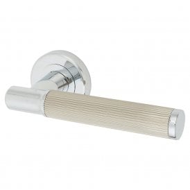Serozzetta Image Lines Lever on Round Rose - Polished Chrome/Satin Nickel