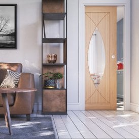 Amalfi Pre-Finished Internal Oak Door with Clear Glass