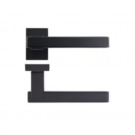 Argo Rectangular Rose Lever Door Handle - Matt Black