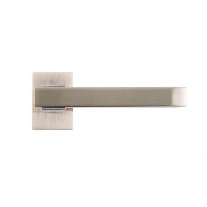 Deanta Argo Rectangular Rose Lever Door Handle - Satin Nickel/Chrome
