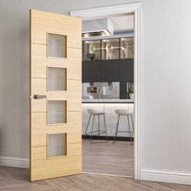 Augusta Pre-Finished Internal Oak FD30 Fire Door with Clear Glass