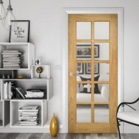 Bristol Un-Finished Internal Oak Door with Clear Bevelled Glass