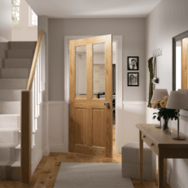 Bury Pre-Finished Internal Oak Door with Clear Bevelled Glass