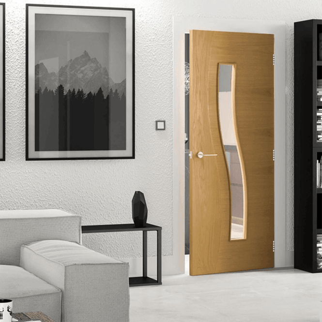 Deanta Cadiz Pre-Finished Internal Oak Clear Glazed Door