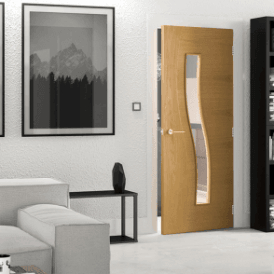 Cadiz Pre-Finished Internal Oak Clear Glazed Door