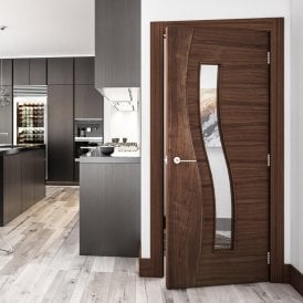 Cadiz Pre-Finished Internal Walnut 1L Clear Glass Door