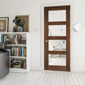 Coventry Pre-Finished Internal Walnut 4L Clear Glass Door