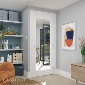 Ely Internal White Primed 1L Door with Clear V-Grooved Glass