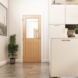 Ely Pre-Finished Internal 1L Oak Door with Clear Inlaid Glass