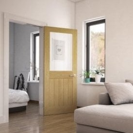 Ely Un-Finished Internal 1L Oak Door with Clear Inlaid Glass