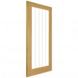 Ely Un-Finished Internal 1L Oak Door with Clear V-Grooved Glass