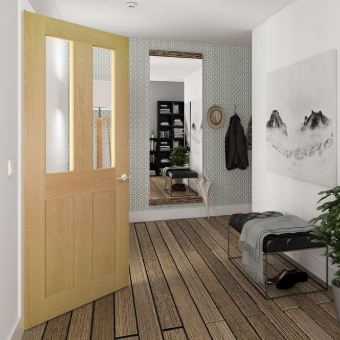 Deanta Eton Un-Finished Internal Oak Door with Clear Glass