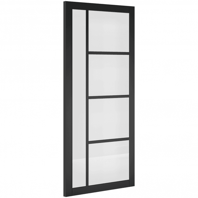 Deanta Internal Black Fully Finished Brixton Clear Glass Door