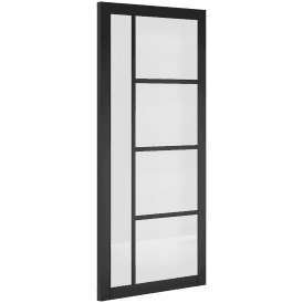 Internal Black Fully Finished Brixton Clear Glass Door