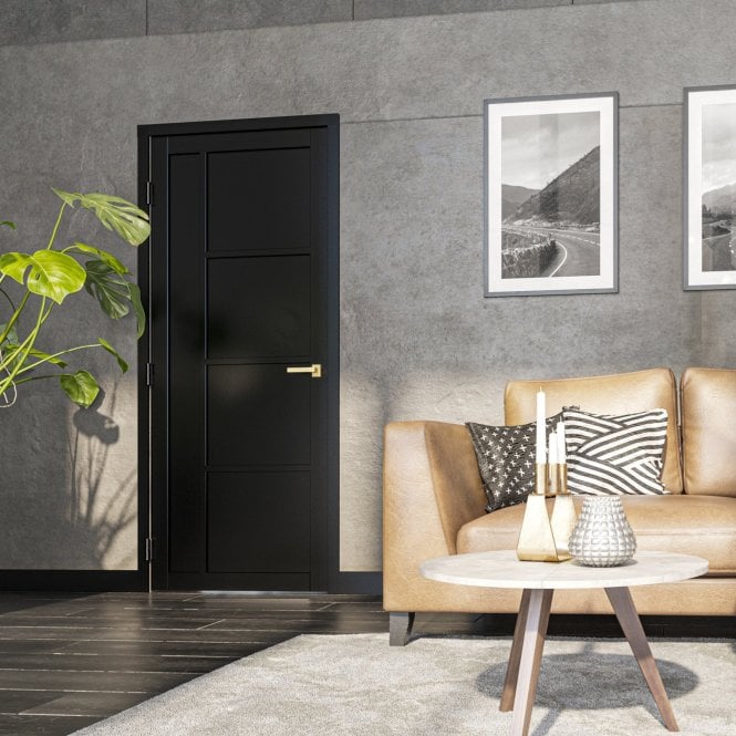 Deanta Internal Black Fully Finished Brixton Door