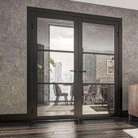 Internal Black Fully Finished Camden Clear Glass Door