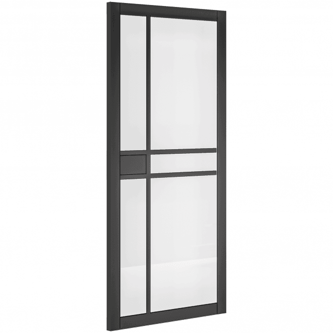 Deanta Internal Black Fully Finished Dalston Clear Glass Door